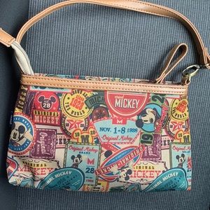 NWOT Vintage style Original Mickey Mouse Disney zippered purse with tan strap